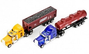 Модель металлическая – Тягач с прицепом, подвижные элементы, 24,5 см (Технопарк, 1805-1CD-R) (ассортимент)