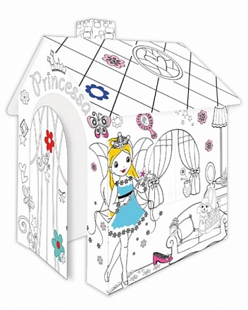 Игровой картонный домик раскраска – Принцесса 
