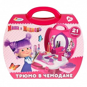 Трюмо из серии Маша и Медведь в пластиковом чемодане, 21 предмет (Играем вместе, 1512X069-R)