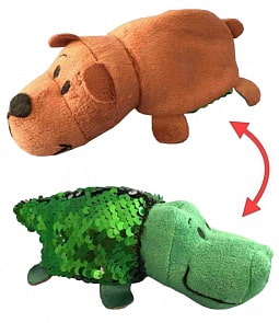 Плюшевая игрушка Вывернушка Блеск с пайетками - Крокодил-Медведь, 12 см (1toy, Т15680)