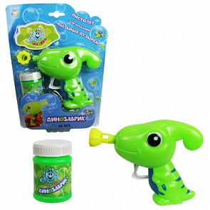 Пистолет Мы-шарики! механический с мыльными пузырями, в виде динозаврика, зеленый, 50 мл (1toy, Т15027)