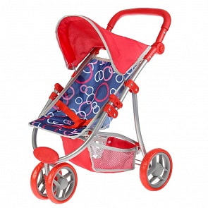 Коляска-книжка для кукол, резиновые поворотные колеса 14 см, металлическая рама, корзина (Карапуз, 66HB-19-C2)
