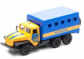 Машина металлическая инерционная - Урал - Старая милиция, будка со светом и звуком (Технопарк, CT-1054-CAB-M(WB)sim)