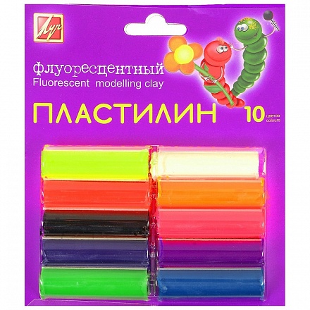 Пластилин флуоресцентный, 10 цветов 