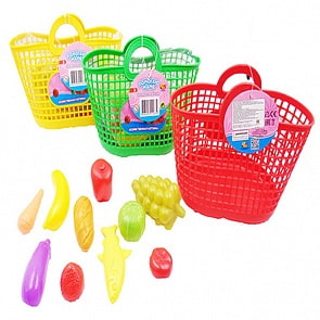 Набор Помогаю Маме - Набор продуктов в корзине, 11 предметов, 3 цвета (ABtoys, PT-00767)