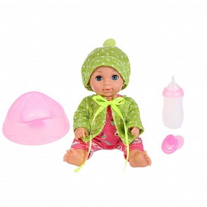 Интерактивный пупс Анечка с закрывающимися глазками в вязаной одежде, пьет и писает, 20 см (Карапуз, Y20-HDS-RU)