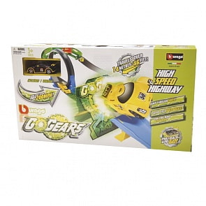 Скоростная трасса с одной инерционной пластиковой машинкой, масштаб 1:43, GO GEARS (BBURAGO, 18-30263)