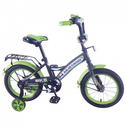 Детский велосипед 14", GW-тип, черно-зеленый матовый 