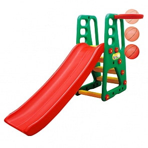 Детский игровой комплекс для дома и улицы: детская горка, баскетбольное кольцо с мячом (Happy Box, JM-1001)