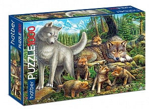 Пазл Premium 1000 элементов – Семья волков (Hatber, 1000ПЗ2-22139)
