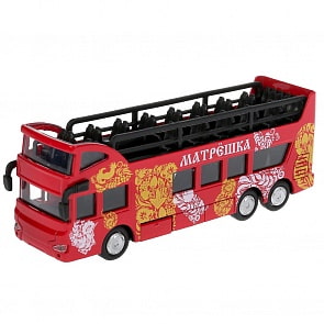 Модель Автобус двухэтажный 15 см двери и багажник открываются инерционная металлическая (Технопарк, SB-16-21-1-WB)