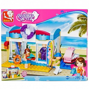 Конструктор пляжный магазин с фигурками, 180 деталей (Sluban, M38-B0603)