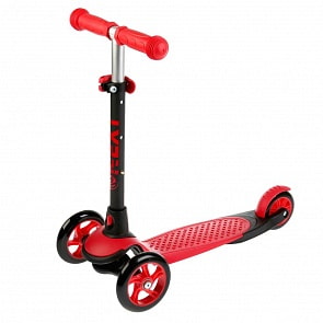 Самокат 3-х колесный красный, управляется наклоном, колёса Pu 120 и 100, регулируемый руль (Next, RS01-RED)