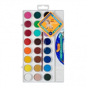 Акварель, d 22 мм 24 цвета с кистью с европодвесом (Jovi, 800/24)