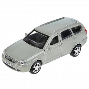 Машина Lada Priora 12 см бежевая двери и багажник открываются металлическая инерционная (Технопарк, PRIORAWAG-12-BN)