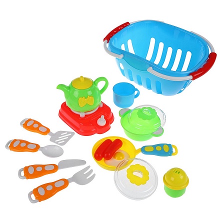Игровой набор - Посуда в корзинке, 15 предметов 