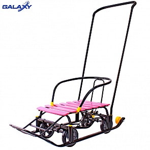 Снегомобиль Snow Galaxy Black Auto, розовые рейки на больших мягких колесах  (Galaxy, 6084RT)