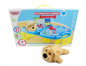 Большой набор с плюшевым питомцем - Маленький доктор - Ветеринарная клиника (ABtoys, PT-01239)