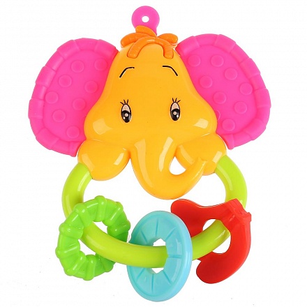 Развивающая игрушка погремушка Слоненок с прорезывателем, на блистере 