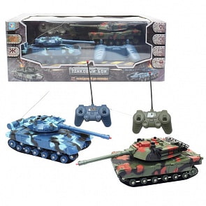 Танки на р/у Взвод - Танковый бой, 2 танка 18 см, 27/40 МГц, АКБ 3,6V700 mAh, поворот башни, звук и свет (1Тoy, Т13786)