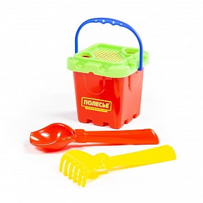 Набор №262: ведро-крепость малое, ситечко-крепость, совок №2, грабельки №2 (Полесье, 7130)