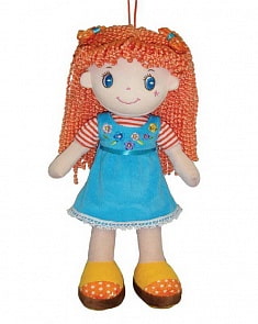 Кукла рыжая в голубом платье, мягконабивная, 20 см (ABtoys, M6014)