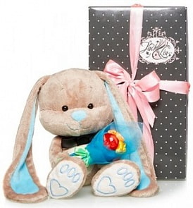 Зайчик - Жак с букетом, 25 см (MaxiToys, JL-013-25)