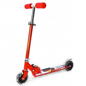 Двухколесный складной самокат – Леди Баг, светящиеся колеса 12 см, красный (ST-ALU-LBGsim)
