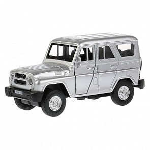 Машина металлическая Uaz Hunter 12 см, открываются двери, инерционная, цвет серебристый (Технопарк, HUNTER-SL)