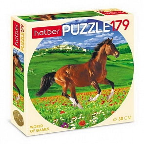 Пазлы круглые 179 элементов – Грациозная лошадка (Hatber, 179ПЗк4-11265)