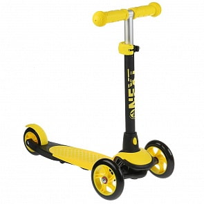 Трехколесный самокат, управление наклоном, светящиеся колеса 12 и 10 см (Next, RS01-YELLOW)