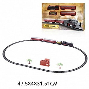 Железная дорога Ретро Экспресс, свет и звук, паровоз, 3 вагона, 21 деталь (1toy, Т10147)