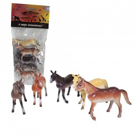 Набор фигурок из серии В мире животных - Лошади, 6 шт. по 10 см. 