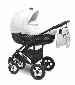 Коляска 2 в 1 Camarelo Sevilla, бело-черная в горох (Camarelo, SE_19)