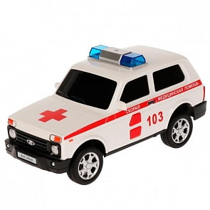 Машина Скорая Lada 4x4 Urban свет-звук 19,5 см 2 кнопки инерционная пластиковая (Технопарк, URBANBLACK-20PLAMB-WH) Машина Скорая Lada 4x4 Urban свет-звук 19,5 см 2 кнопки инерционная пластиковая (Технопарк, URBANBLACK-20PLAMB-WH)