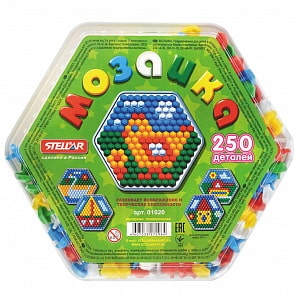 Мозаика в шестигранной коробке, 250 штук, диаметр 13 мм (Stellar, 01020-stell)