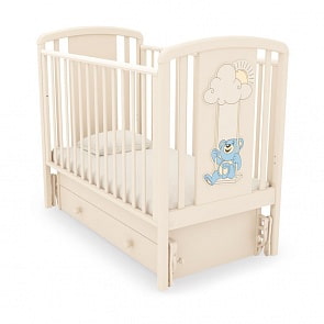 Кровать детская Angela Bella К-2002-30м Жаклин декор Мишка на качелях голубой, слоновая кость (Angela Bella, AB-К-2002-30м_слоновая кость)