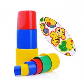 Занимательная пирамидка, 9 элементов, в сеточке (Полесье 52582)