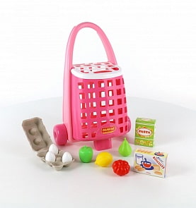 Забавная тележка + набор продуктов, 10 элементов (Полесье, 67883)