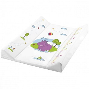 Пеленальная доска с жёстким основанием с меркой - Счастливый бегемотик, белая 50 х 70 см (Okt, 8672)