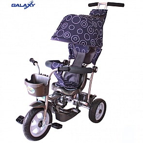 3-х колесный велосипед Galaxy Лучик Л001 с капюшоном, дизайн - круги на сером (RT, 5864RT)