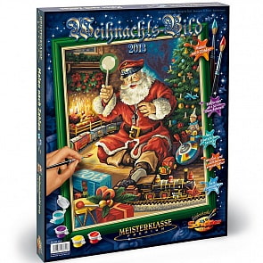 Раскраска по номерам – Санта Клаус с железной дорогой, 40 х 50 см (Schipper, 9300697)