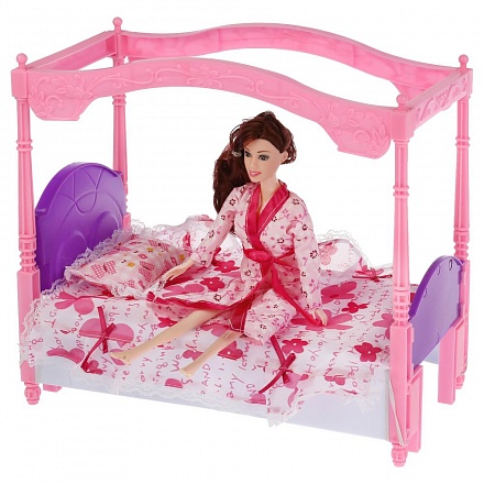 Кровать для куклы, с куклой и аксессуарами  