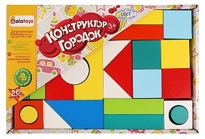 Деревянный конструктор – Городок. Окрашенный, 26 деталей (Алатойс, К2101sim)