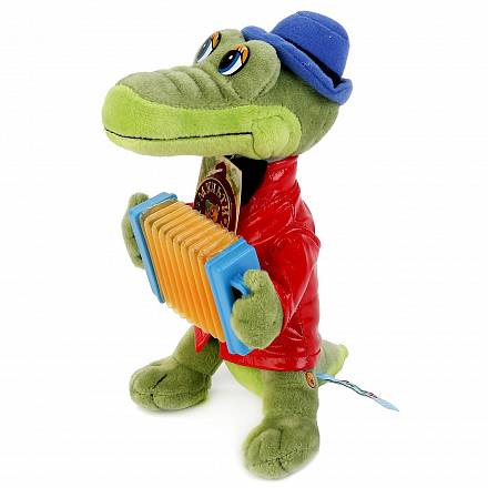 Озвученная мягкая игрушка - Крокодил Гена с аккордеоном, 24 см 