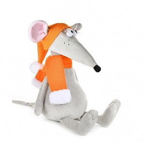 Мягкая игрушка – Крыс Денис в оранжевой шапке и шарфе, 28 см (Fluffy Family, 83986)
