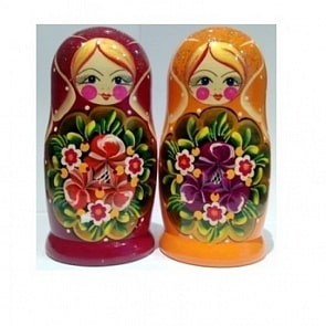 Матрешка 5 в 1, большая, 16 см - Поднос, Эскиз 04, Поднос с букетом (Техпроект, М05160504)