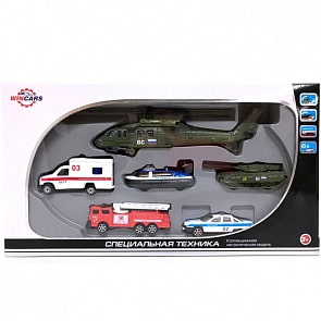 ТМ Wincars набор металлических машин - Специальная техника, 6 штук (Wincars, 86048-C)