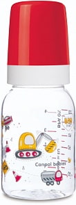 Бутылочка тритановая (BPA 0%) с силиконовой соской, 120 мл. 3+ Machines, цвет красный (CanpoL, 250930080)
