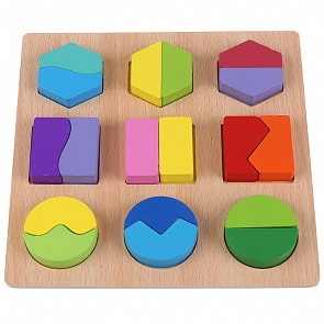 Игрушка деревянная вкладыши Геометрики, 19,5 х 19,5 см, разные цвета (Буратино, G0113) (ассортимент)